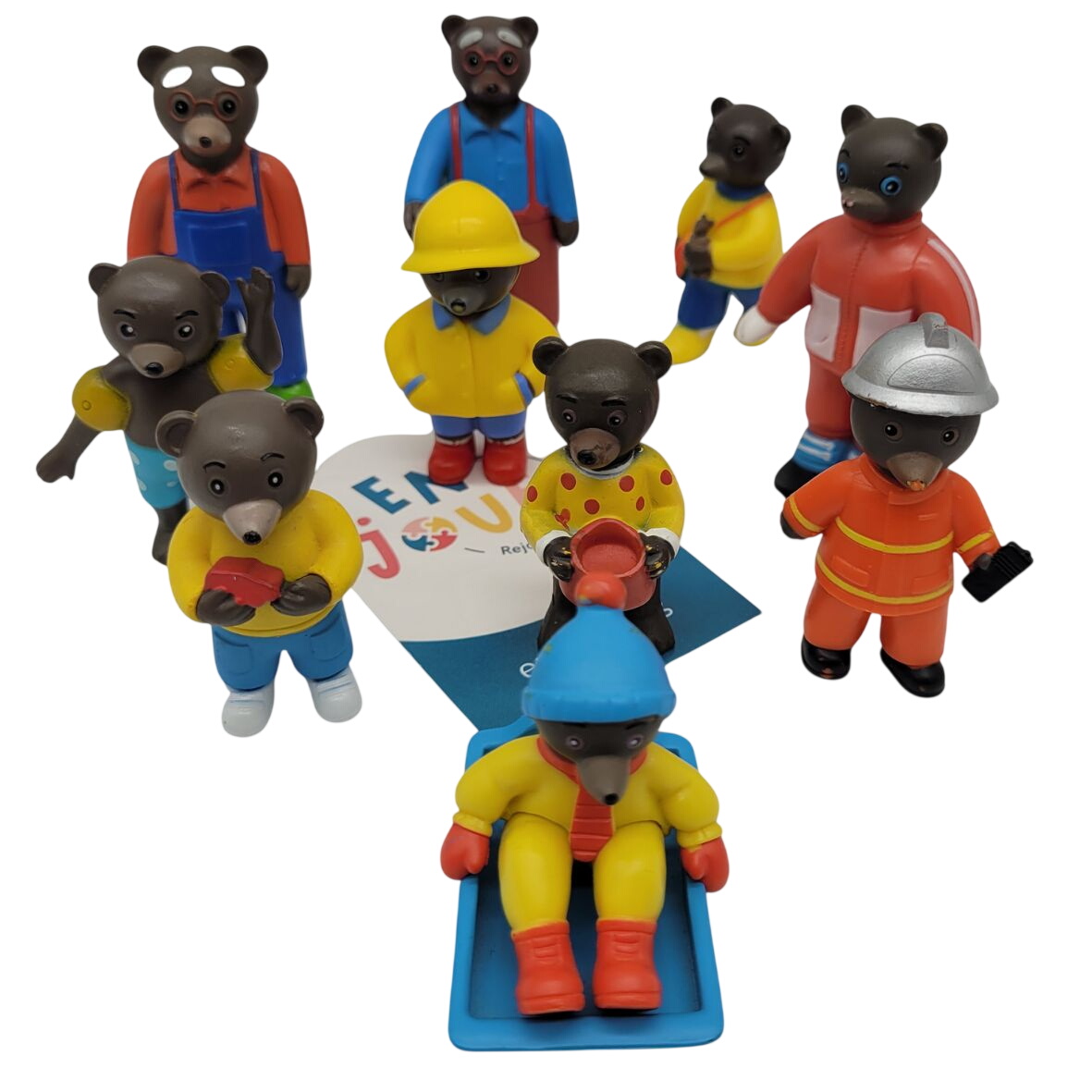 Lot des 10 Figurines Petits Ours Brun - Hauteurs 7cm et 5 cm - Bayard Presse - Des 3 ans. Bon état -  reconditionné disponible sur Label Emmaüs